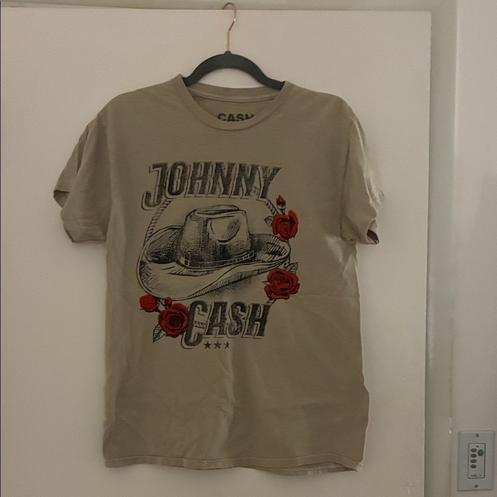 Ash Tan Graphic Tee with Red Accents